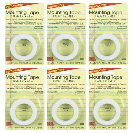 MAGIC MOUNTS Removable Mounting Tape, 1in x 48in, PK6 3238